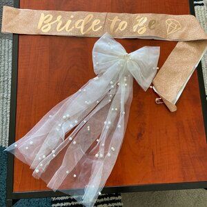 Bride to Be Sash and Hair Clip New!